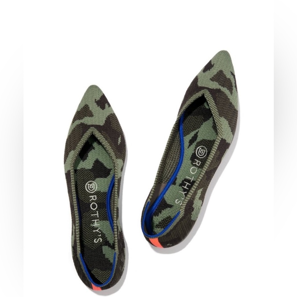 Rothy's Green and Black Flats Sleek Design